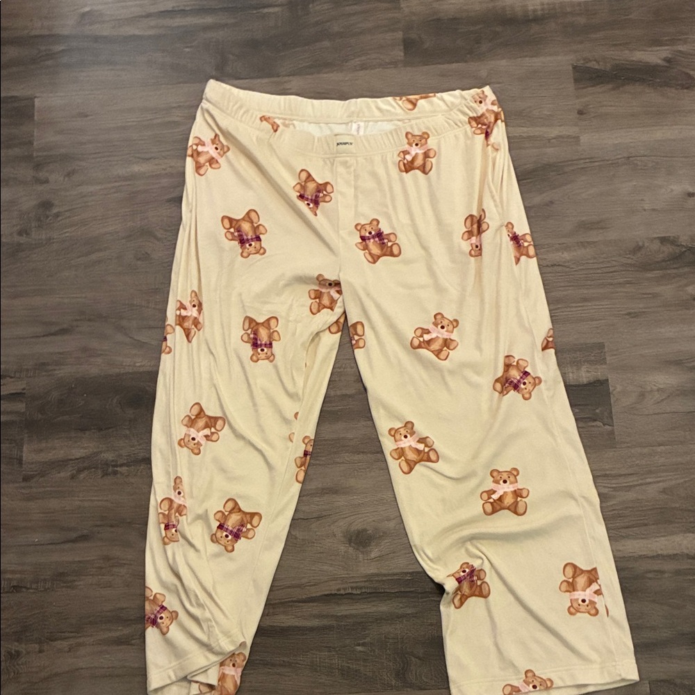 Fuzzy Cream Teddy Bear PJ pants
